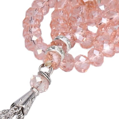 Tnfeeon 2Pcs Pink Muslim Prayer Beads Coloured Glaze 99 Beads Mihrab Separators Count Exquisite Design Tasbih Prayer Beads 0.31in