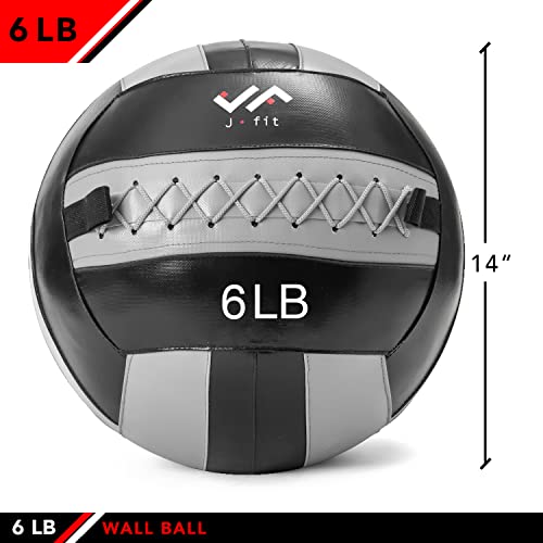JFit Wall Ball – Premium Soft Weighted Exercise Ball for Strength, Conditioning, Gym & Home Workouts, 4-30 LB - color: Gray/Black, style: 6 LB
