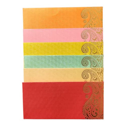 Jhintemetic® - Pack of 25 Matellic 5 Colours of 5 Each Randomly Picked Colourful Designer Shagun Lifafa/Money Gift Envelope with Golden Ambi for Gifting Money on any occasion
