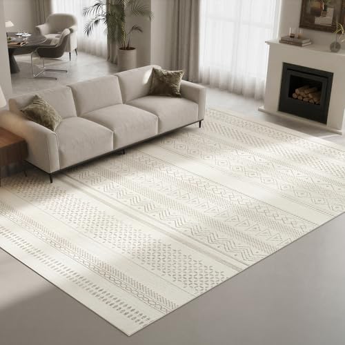 8x10 Moroccan Washable Area Rugs for Living Room,Bedroom,Dining Room-Beige - color: Light Camel-brown-black, size: 8' x 10' (Rectangular)