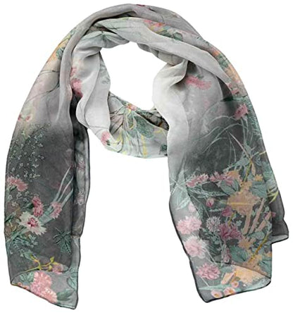 Xyueanlo Scarfs for Women Lightweight Scarves Fashion Print Floral Pattern Scarf Shawls - color: F-gray