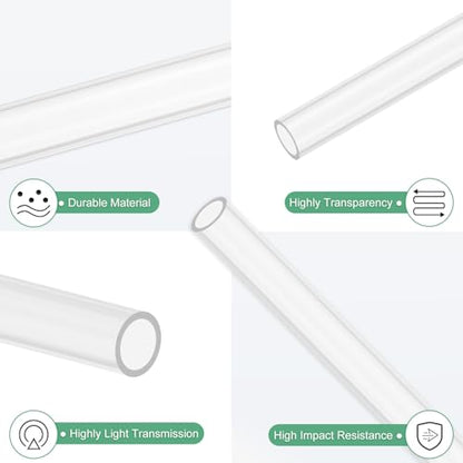 M METERXITY 2-Pack Clear Rigid Acrylic Pipe, 7mm[0.28"] ID x 9mm[0.35"] OD Plastic Round Tube for Water Cooling System/Lamps/Fountains/Aquariums/Display Stand, Acrylic Tubing [305mm/12IN] - size: 7mm ID x 9mm OD
