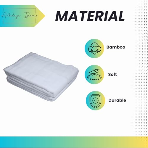 Bamboo Ihram for Umrah Men (43x86 Inch), Ihram for Hajj, Umrah Clothes, Comfortable Ehram, Hygienic Natural Ahram, Set of 2 Sweat Absorbent Towels, Clothes for Muslim