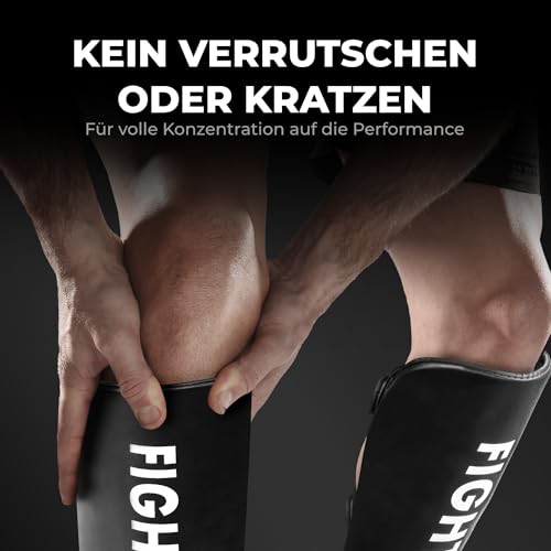 FIGHTR® Shin Guards - with a and Ideal Padding | Thick shin Protection for Kicks in Kickboxing, MMA, Muay Thai and Other Martial Arts - color: All Black, size: Small