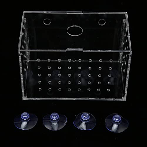 Fish Breeder Box, Aquarium Fish Breeding Box, High Transparency Acrylic Hatchery Incubator with Suction Cups for Baby Fish Shrimp Clownfish Isolation and Rearing (14 * 8 * 9CM) - size: 14*8*9CM