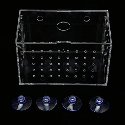 Fish Breeder Box, Aquarium Fish Breeding Box, High Transparency Acrylic Hatchery Incubator with Suction Cups for Baby Fish Shrimp Clownfish Isolation and Rearing (14 * 8 * 9CM) - size: 14*8*9CM