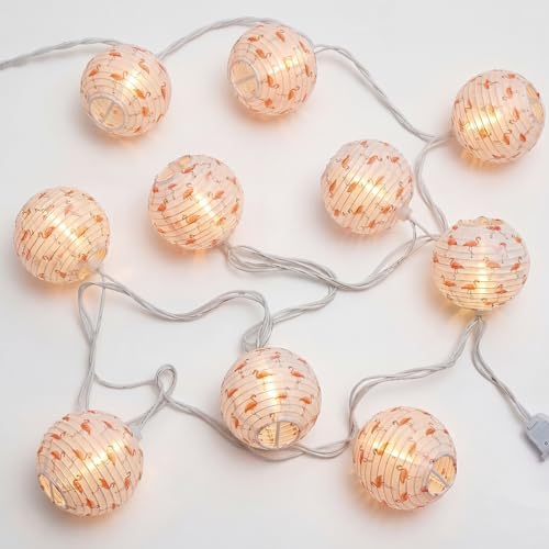 SUNSGNE Summer Flamingo Lantern String Lights, 8.5FT Summer Lights with 10 LED Flamingo Lanterns, Decorative String Lights Plug-in for Wedding Patio Garden Party Decor - color: Flamingo Lantern
