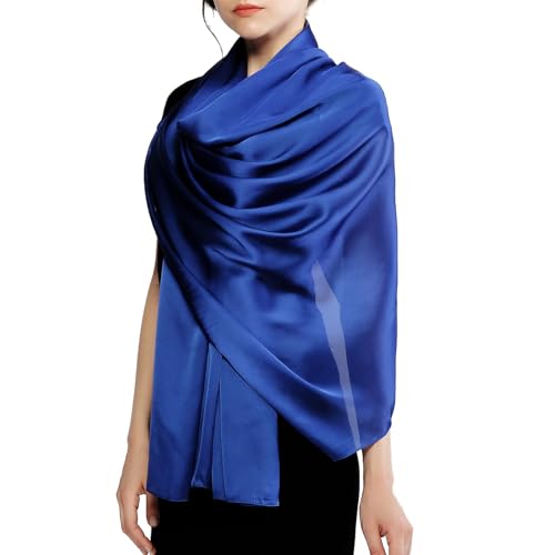 RIIQIICHY Women Shawls and Wraps for Evening Dresses Like Chiffon Silk Scarf Formal Silky Pashmina Shawls for Weddings - color: Royal Blue