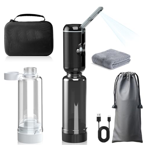 Portable Bidet for Travel, Rechargeable Travel Bidet Sprayer Fits Various Sizes of Water Bottles, Waterproof High Pressure Handheld Bidet for Women Men Personal Hygiene - color: Black-storage Set