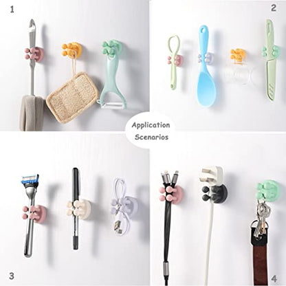 4 Pcs Silicone Waterproof Toothbrush Holders,Mixed2 | Multi-Function Self Adhesive Hooks,For Hanging Key Clothes Towel Cable,For Kitchen Bathroom Home Office - color: Mixed2