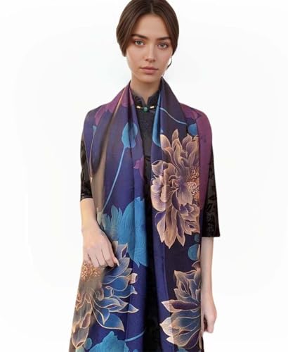 Xyueanlo Scarfs for Women Lightweight Scarves Fashion Print Floral Pattern Head Scarf Wraps Shawls - color: Flower Purple