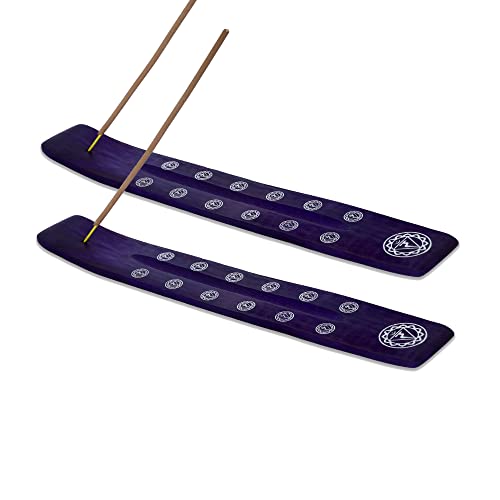 Bless-International Traditional-Handmade-Burner Wooden-Incense-Stick-Holder Ash-Catcher-Stand for-Aromatherapy-Meditation-Yoga (Heavens Blue) 10 Inches, Pack of 2 - color: Heavens Blue,10 Inch, size: Two Holders