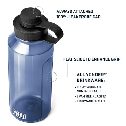 YETI Yonder Water Bottle with Yonder Tether Cap, Lightweight, Leakproof and BPA-Free - color: Navy, size: 50 Ounces