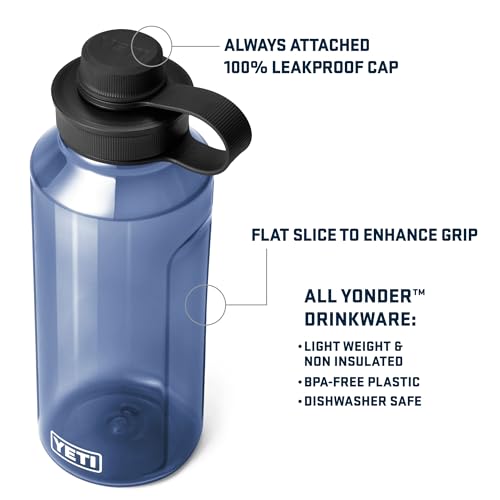 YETI Yonder Water Bottle with Yonder Tether Cap, Lightweight, Leakproof and BPA-Free - color: Charcoal, size: 50 Ounces