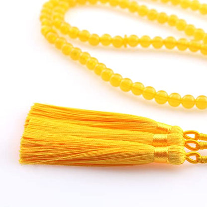 Muslims Islamic 99 Dhikr Tasbeeh Tasbih Prayer Beads, Yellow Resin Beads with Tassel