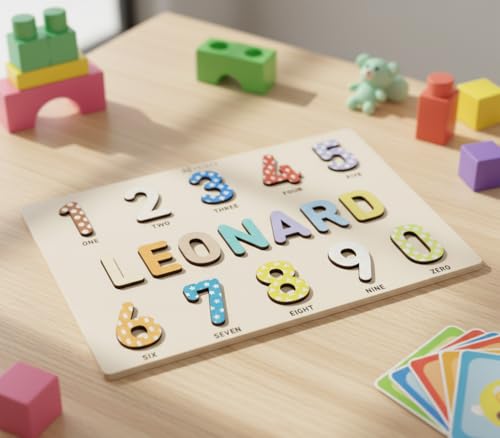 Personalized Name Puzzle for Toddlers 1-3 | Custom Wooden Baby Gift | 1st Birthday, Baby Shower & Easter | Montessori Learning Toy | Nursery Decor for Boys & Girls - Set 5 - style: Vehicles - 10 Figures