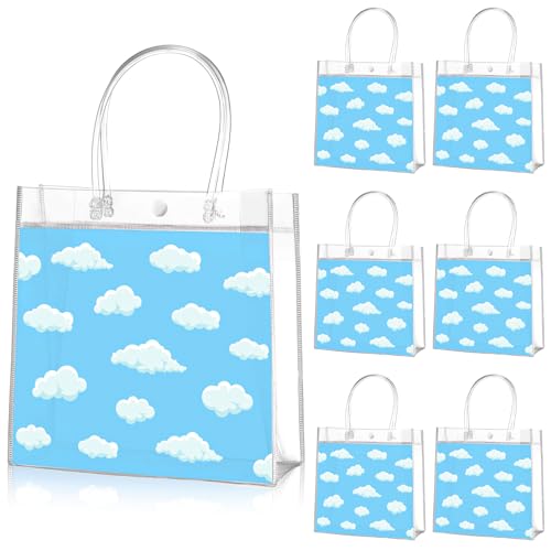Aliceset 20 Pcs Blue Clear Cloud Bags with Handles Cartoon Story Goodie Bag - style: Blue Sky White Clouds