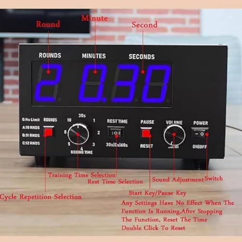 Boxing Interval Timer, Professional Gymnastics Timer with LED Display, Workout Times and Selectable Cycle Reps, Gymnastics Interval Timer,Red - color: Red