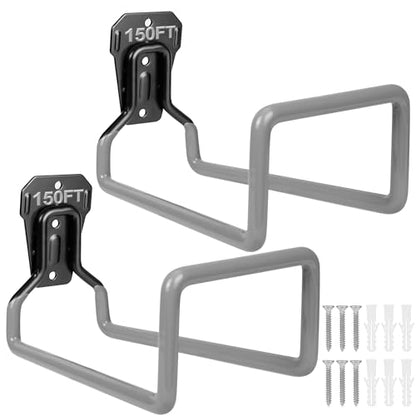 PeoMev 2PCS Water Hose Holder Wall Mount - Metal Hose Hanger Garden Hose Rack Heavy Duty Hose Storage for Outside Water Hose - color: 2pc Gray
