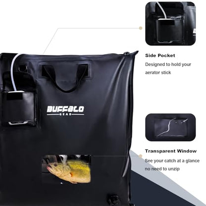 Fish Tournament Weigh in Bag for Bass Fishing, Heavy Duty Fish Bag for Caught Fish Waterproof,Leakproof,Puncture Resistant - color: Black-25×23in Upgraded