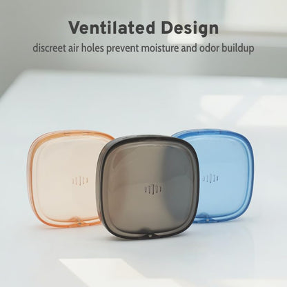 Transparent Slim Retainer Holder, Small Travel Night Guard Container, Stylish Retainer Case with Vent Holes, Thin Aligner Box Compatible with Invisalign(Clear Orange) - color: Clear Orange