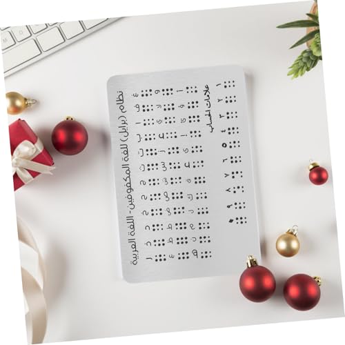 FRCOLOR Braille Alphabet Board Raised Dots for Arabic Letters Beginner Braille Learning Tool for Blind Boy Girl and Adults Tactile Feedback Educational Resource Aluminum