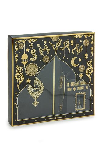 ihvan online Prayer Gift Set for Men & Women, Muslim Prayer Rug, Salah Mat, Beads Taasbih, Arabic Holy Quran, Islamic Gift Set for Ramadan & Eid, Black - color: Black