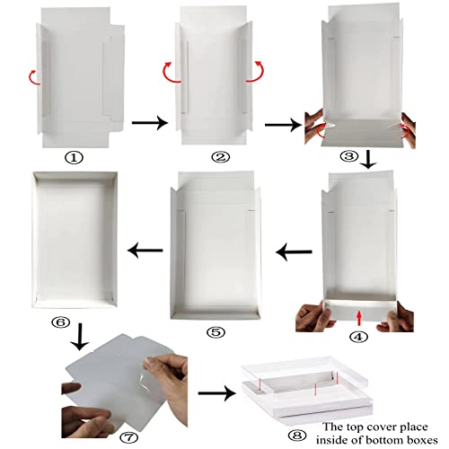 RomanticBaking 50 Pack Small Cookies Boxes with Window 9 1/2" x 6" x 1 1/4" Pastry Bakery Boxes for Macaron,Cakesicle,ricek rispy treats, Browine - color: White