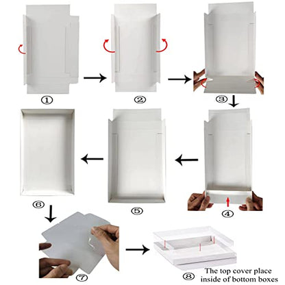 RomanticBaking 50 Pack Small Cookies Boxes with Window 9 1/2" x 6" x 1 1/4" Pastry Bakery Boxes for Macaron,Cakesicle,ricek rispy treats, Browine - color: White