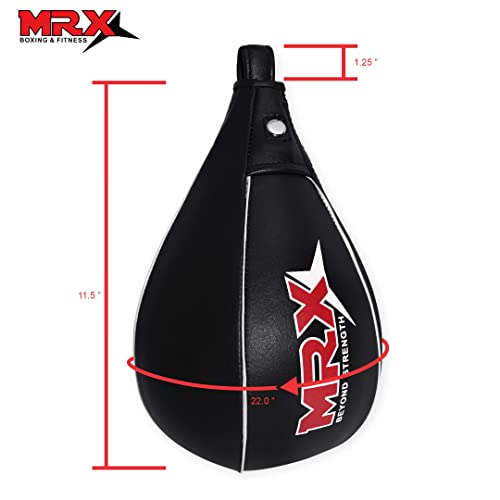 MRX Speed Punching Bags Genuine Leather MMA Training Speed Bag Muay Thai SpeedKills Punching, Dodge Striking Bag for Workout Pro Boxing Bag for Home Gym Kids, Men, Women - color: Full Black White