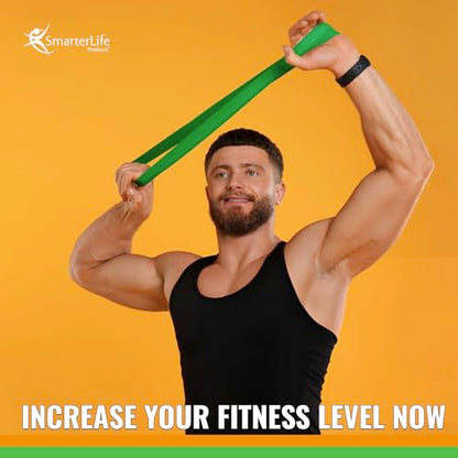 SmarterLife Resistance Bands, Set of 5 Extra Wide Latex-Free Exercise Bands | Bands for Working Out - For Women, Men - Weight Loss, Physical Therapy Bands, Booty Bands, Home Gym, Workout Guide Included