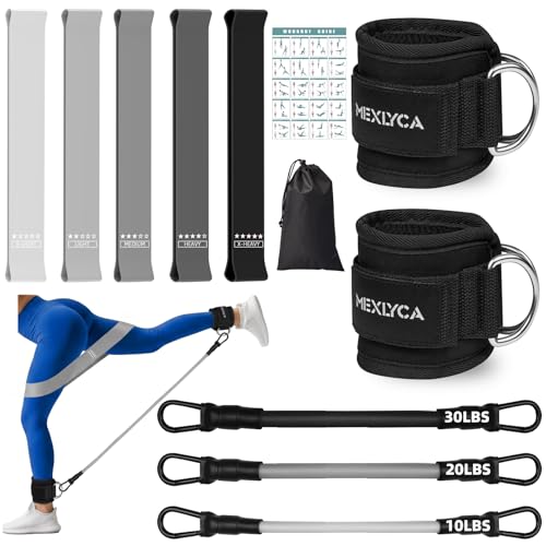 Resistance Bands Set – Resistance Band and Adjustable Ankle Exercise Bands with Cuffs Great Equipment for Training, Working Out, Yoga,Home Gym with Training Guidance & Carry Bag,Set of 8 - color: Black