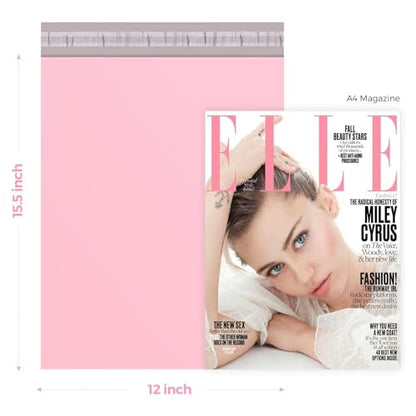 Metronic Poly Mailers 12x15.5 100 Pack, Self Seal Shipping Bags for Clothes | Strong Adhesive Waterproof Tear-resistant Mailing Envelopes, Packaging Bags for Boutiques, Small Business, Light Pink - size: 12x15.5 100PC