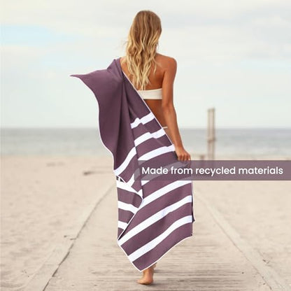 SummerSand Microfiber Beach Towel - Quick Dry, Sand Free - Compact and Lightweight for Travel - Recycled Materials - Travel Bag Included - Large Microfiber Towel (63x31.5in – Grape Purple) - color: Grape Purple