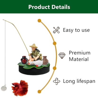 1 Set Floating Aquarium Decor Exquisite Resin Floating Fish Tank Decor with Fisherman, Fishing Rod, Mini Wine Jar, Mini Fish Basket, Duck, for Aquarium Decoration Accessories