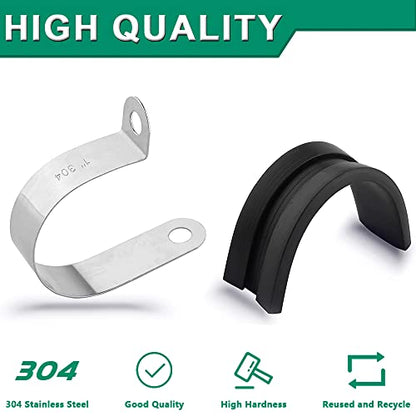 OURU 110PCS Cable Clamps Assortment Kit,Rubber Coated, 1/4"-1-3/4" 10 Sizes | 304 Stainless Steel, Anti-Vibration, Rust Resistant, Secure Hold, Automotive Wire, Pipe & Tube Mounting, Cable Management - size: 110PCS KIT