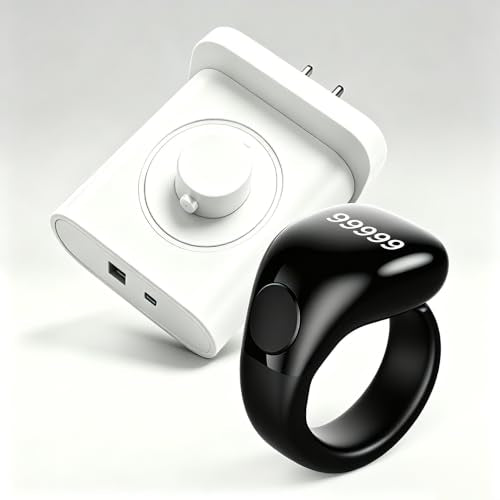 Smart Tasbih Zikr Ring with Fast Charging Adapter, Digital Prayer Counter Ring & 20W PD Dual Port Fast Charging