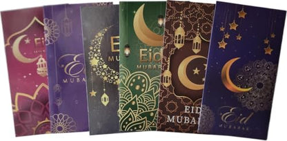 Pack 6 Islam Money Envelopes with 6 Styles AMN-456 Eid Mubarak Arabic Calligraphy Cash Holder for Kids Muslim Eidil Fitr Ramadan Gift (Color Set 3) - color: Color Set 3