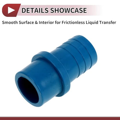 Plastic Hose Barb Fitting 1-1/4" x 1.2" Barb OD Straight Through Pipe Connector Blue 5 Pcs - color: Blue, size: 1-1/4"x 1.2" OD