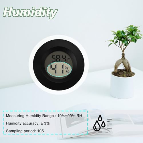 Mini Hygrometer Digital Thermometer Humidity Meter 6 Pack Hygrometer Thermometers Indoor/Outdoor Humidity Monitor Reptile Thermometer for Greenhouse Garden Cellar Fahrenheit(℉)/ Celsius(℃)