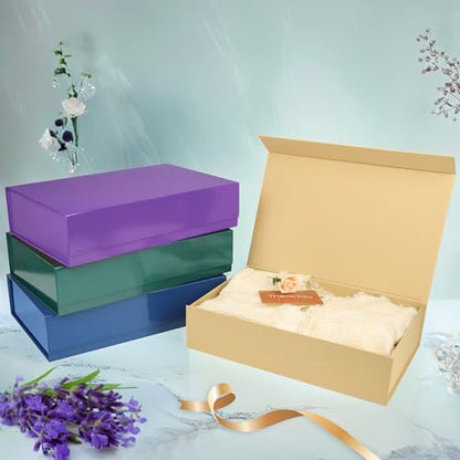PACKHOME 6 Extra Large Gift Boxes 17.5x11.3x4.3 Inches, Sturdy Shirt Boxes with Magnetic Lids for Clothes and Large Gifts (Glossy Blue) - color: 17x11x4 Inch-Blue-Pack of 6