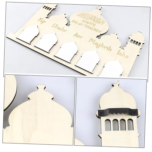 Ramadan Wall Hanging Wooden Calendar Decoration Eid Mubarak Countdown Calendar for Boy Girl Reusable Festive Home Decor for Ramadan and Eid Celebrations