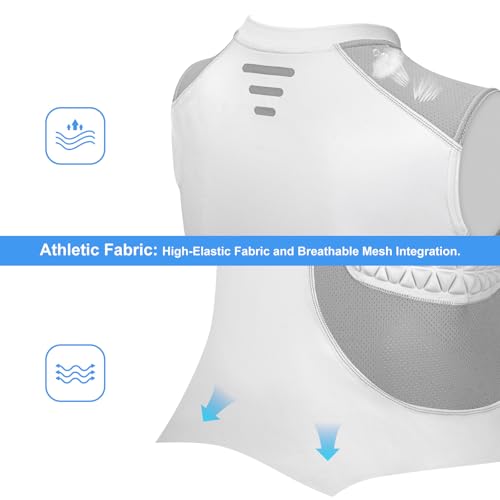 Youth Padded Compression Shirt Baseball Chest Protector Heart Sternum Guard - color: White Grey, size: Medium