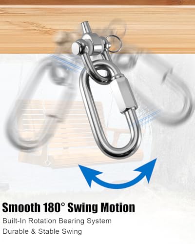 Swing Hangers Fit for Porch Hammocks Hanging Chairs Punching Bags | 304 Stainless Steel, M8 Diameter Design, 180 Degree Rotation, Anti Loosening Screw, Secure Mounting, 6 Pcs