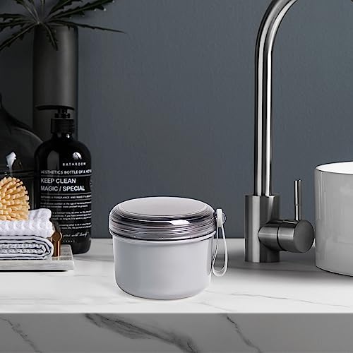 Uouovo Large Denture Bath Cup No Leak Denture Case Retainer Cleaner Case Complete Cleaning Care Denture Clear and Retainer Denture Holder for Soaking (grey) - color: grey