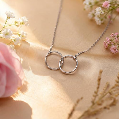 Dainty Silver Necklace for Women - Ankh Jesus Horse Celtic Cross Necklace for Women, Dainty Charm Spider Christian Gifts for Friends Sister Mom, Birthday, Christmas, Mother's Day, Graduation Gifts - style: Twin-Sister