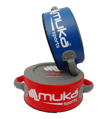 Round Boxing Pad for Men - Synthetic Leather Punching Mitts Coaching Shield - MMA Muay Thai Kickboxing Strike Pads for Karate, Training, Taekwondo, Martial Arts - color: Blue