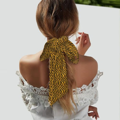 Satin Head Scarf for Women'S Hair - Yellow Black Zebra Print Neck Bandana Scarf for Purse Bag Handbags