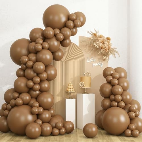 RUBFAC Brown Balloons Different Sizes 135pcs Light Brown Balloon Arch - color: Light Brown