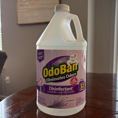 OdoBan Ready-to-Use Disinfectant and Harsh Aroma Eliminator, Set of 2, 14.6 Ounce 360-Degree Continuous Spray Fabric/Air Freshener and 1 Gallon Multi-Purpose Cleaning Concentrate, Lavender Scent - size: 71.3 Fl Oz (Pack of 2)
